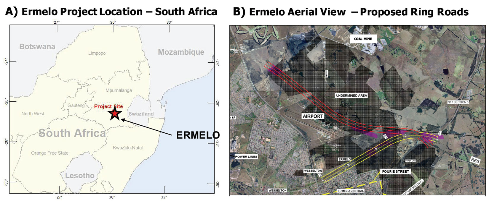 Ermelo South Africa Map Assessing Risk To The Ermelo Ring Road From Historical Coal Undermining  Using Helicopter Tdem And Gr | Cseg Recorder