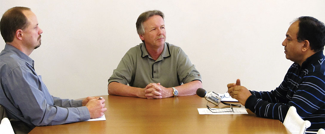 L: Oliver Kuhn, C: Mike Corrigan, R: Satinder Chopra